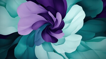 Fototapete - Abstract floral design with swirling purple and teal hues adding depth