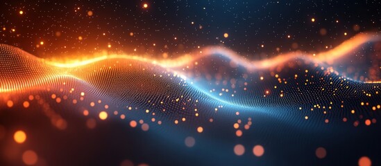 Aufkleber - Abstract digital technology background with flowing particles and light effects