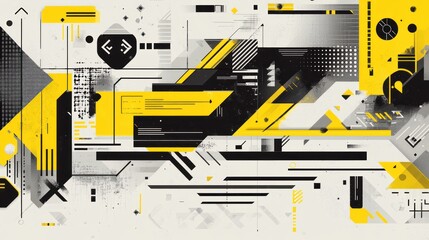 Leinwandbilder - Dynamic abstract graphic composition featuring bold geometric shapes