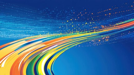 Leinwandbilder - Dynamic Abstract Background with Vibrant Colorful Lines and Dots Overlay