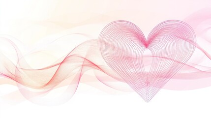 Poster - Abstract heart design with flowing lines and soft pastel colors, perfect for Valentine's Day or romantic themes
