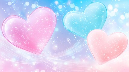 Aufkleber - Pastel Heart Sparkles, A dreamy and enchanting background for love and romance