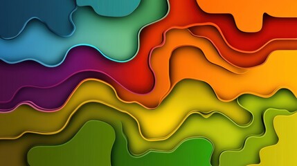 Aufkleber - Vibrant multicolored layered background with organic, flowing shapes