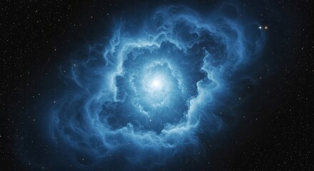 Wall Mural - Blue nebula with a bright center surrounded by stars in the dark space