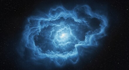 Wall Mural - A blue nebula with a bright center surrounded by stars in the dark universe