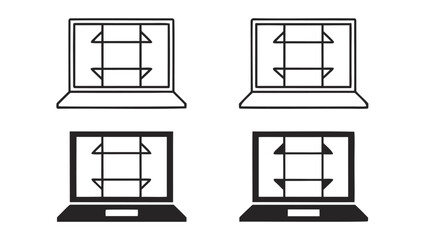 Leinwandbilder - Illustration of four laptops displaying a square with inward pointing arrows on the screen design