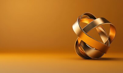 Aufkleber - A perfect website header featu an explorer's dream, a 3D rendered golden torus knot by leeyongjay creating a minimalist and elegant design on golden background.