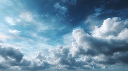 Poster - Expansive blue sky with fluffy white clouds