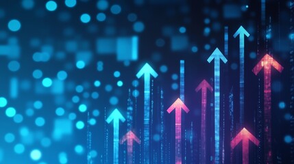 Poster - Abstract Backdrop with Ascending Arrows Illustrating Business Growth, Progress, and Success Trends