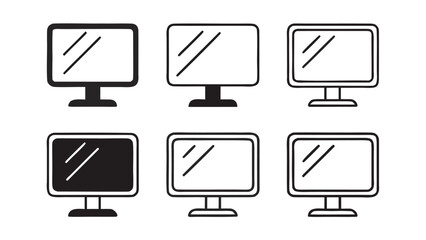Leinwandbilder - Illustration of six computer monitors with different styles and one filled in black color design