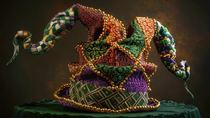 Aufkleber - A cake decorated with colorful beads on a table, perfect for parties or celebrations
