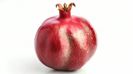 Poster - A juicy red pomegranate on a clean white surface, great for still life photography or food styling