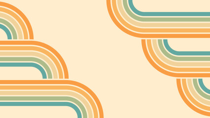 Wall Mural - abstract background of rainbow groovy wavy line design in 1970s hippie retro style. vector pattern r