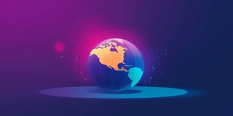 Poster - Digital Art of a World Globe with Global Connections and Data Visualization for Modern Design