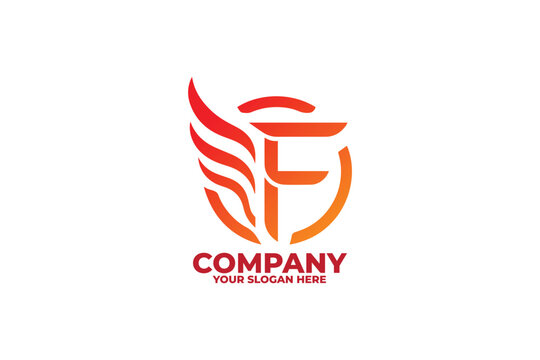 Minimalist Modern Letter F Flame Logo