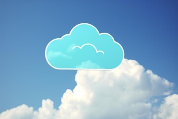 Fototapete - Light blue cloud computing symbol floating in a blue sky with fluffy white clouds representing cloud storage, data, and network services