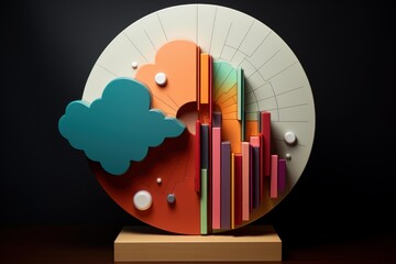 Poster - Abstract data visualization with colorful 3d geometric shapes, representing complex information in a visually engaging way