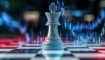 Poster - Innovative Strategies for Digital Transformation in Business The Chess King and Blurred Binary Code