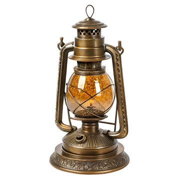 An antique oil lamp isolated on a white background.