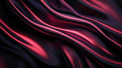 Poster - Elegant Red and Dark Wavy Fabric Flowing Gracefully, Creating Mesmerizing Rhythmic Curves in Design
