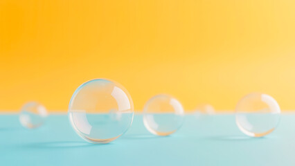 Poster - Transparent Bubbles on Colorful Background with Soft Blur and Vivid Colors