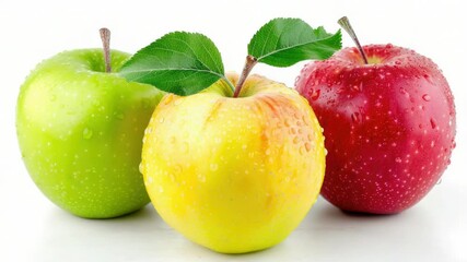 Poster - Fresh apples with water droplets glisten in the light