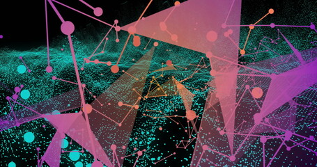 Poster - Displaying 3D network graph in virtual space with colored nodes, edges and mesh overlay