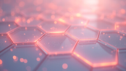 Poster - Abstract Background of Shiny Hexagonal Shapes with Soft Light and Bokeh Effects