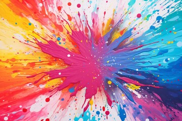 Poster - Vibrant colors exploding outwards, creating an abstract expressionist masterpiece