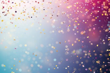 Poster - Multicolored confetti falling against a festive, blurred background