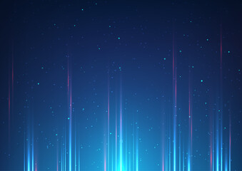 Poster - technology background futuristic dark blue neon light glow digital rays abstract energy particles dynamic design sci fi concept for tech innovation and virtual systems visual media