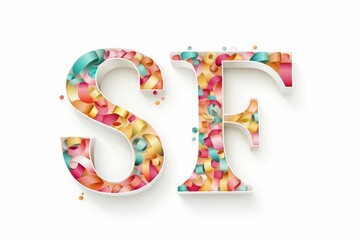 Poster - Vibrant ribbons create artistic letters s and f on a white background