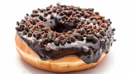 Aufkleber - A delicious-looking chocolate doughnut topped with colorful sprinkles, perfect for a sweet treat