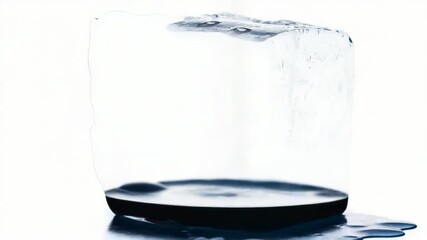 Aufkleber - A solitary block of ice sits atop a white surface, perfect for winter-themed designs
