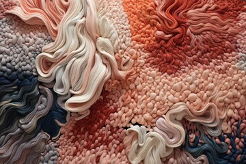 Poster - Intricate textile art creating mesmerizing swirls and textures with a vibrant color palette