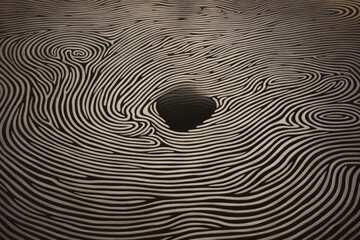 Poster - Fingerprint pattern with lines forming concentric circles and a black hole in the center