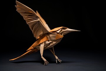Poster - Origami bird with outstretched wings, poised for flight, showcases the intricate art of paper folding