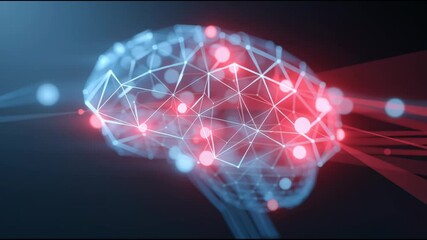 Poster - A brain with red and blue lines. The brain is surrounded by a blue and red line