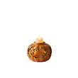 © Amina Graphics IT - Orange Pumpkin Shaped Candle Holder with Gold Leaf Design and Lit Candle Inside isolated on a transparent background