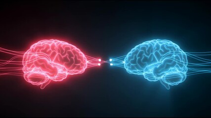 Poster - Two glowing brains in a black background