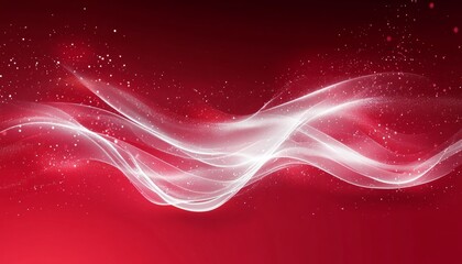 Poster - Vibrant Red Abstract Radiance with Smooth Curving White Streams and Elegant Gradient Light Effects