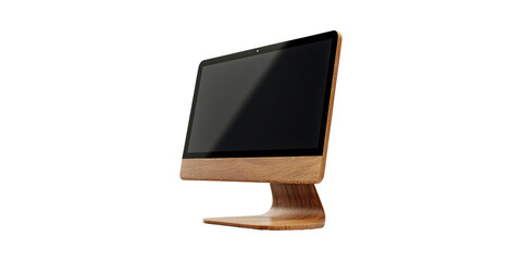 Poster - Wooden-Framed Computer Monitor. Modern Design And Eco-Friendly Technology Isolated On Transparent Background