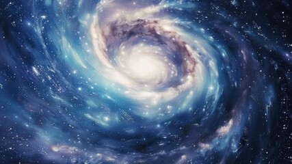 Poster - A beautiful spiral galaxy with stars shining bright in the background