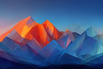 Fototapete - Mountain Peaks Abstract Render.  Scenic vista. Nature background. Possible use Wall art