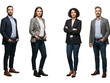 © Creative Design - Four diverse professional business people standing confidently together in smart casual attire isolated on transparent background
