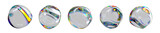 Surface of glossy transparent spheres with rainbow reflections and iridescent glow. Abstract 3D illustration of liquid shapes with smooth texture and modern vibrant design