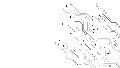 Poster - Technology black circuit diagram concept. High-tech circuit board connection system.Vector abstract technology on a white background.