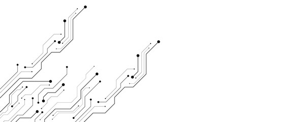 Aufkleber - Technology black circuit diagram concept. High-tech circuit board connection system.Vector abstract technology on a white background.