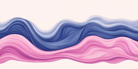 Poster - Abstract Fluid Wavy Lines in Blue and Pink, Modern Art Design with Futuristic Banner Curves