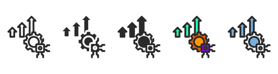 AI Productivity Icon Set with Multiple Styles Vector Illustration